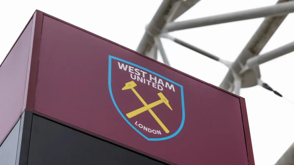 West Ham United badge at London stadium. London, UK, 14 July 2024.
