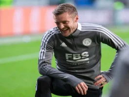 Jamie Vardy’s having a Bundesliga party on YouTube WARSAW, POLAND - 30 SEPTEMBER, 2021: UEFA Europa League Group Stage Match, Legia Warszawa vs Leicester City FC 1:0 o.p: Jamie Vardy of Leicester City FC