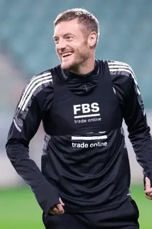 WARSAW, POLAND - 29 SEPTEMBER, 2021: Official training session before UEFA Europa League Match, Legia Warszawa vs Leicester City FC o.p: Jamie Vardy of Leicester City