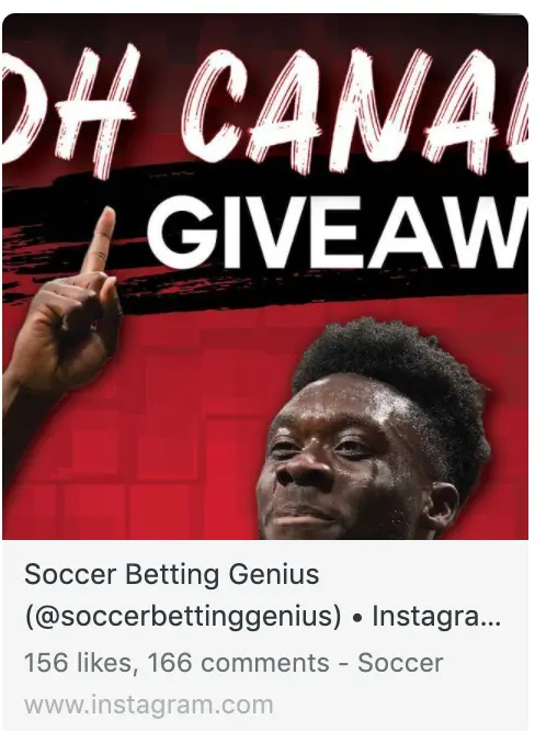 Screenshot of 2023 ad that features Alphonso Davies' image.