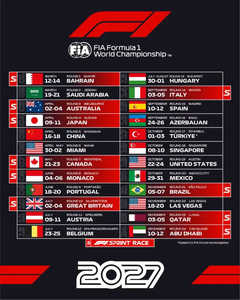 F1 2027 Calendar 