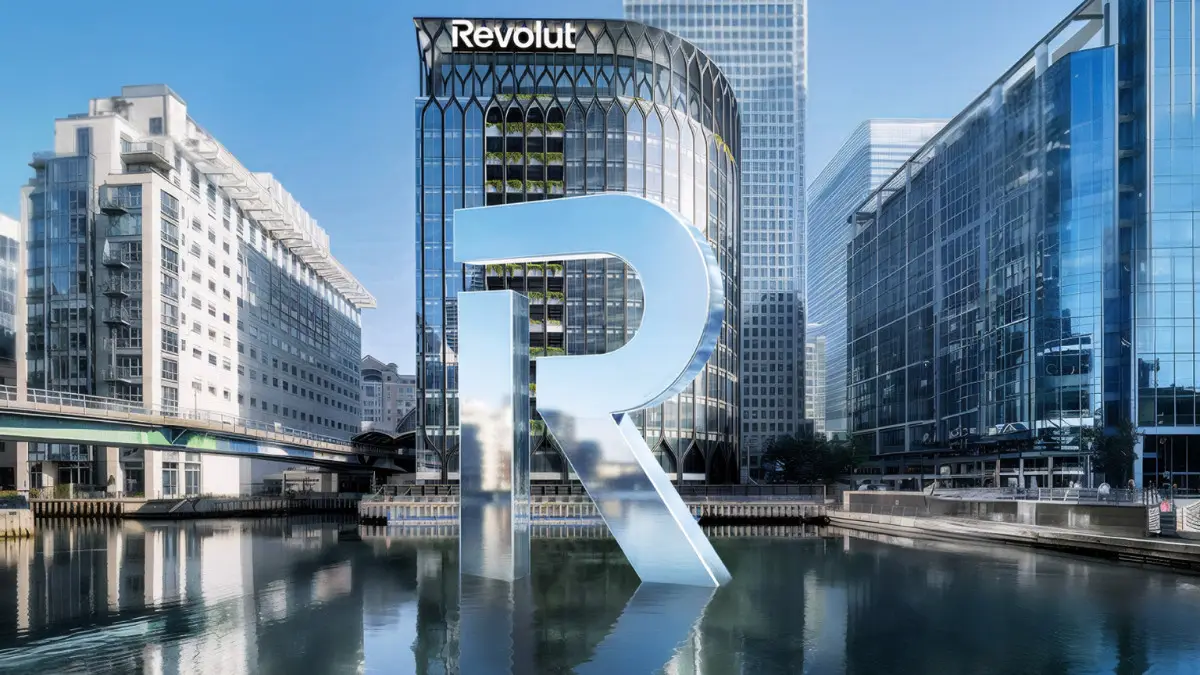Revolut logo in London.