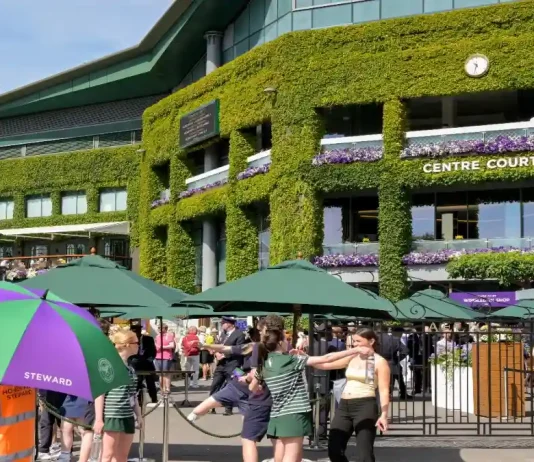 Wimbledon rules out influencer accreditation category Wimbledon, London, England, UK - 4 July 2025: Exterior view of the Centre Court building at Wimbledon from the public road outside the All England Lawn Tennis and Croquet Club to enter the ground.