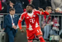 Alphonso Davies caught in AI gambling ad scandal MUNICH, GERMANY - DECEMBER 9th 2025: UEFA Champions League - FC Bayern München vs. Sporting CP. Pictured: Alphonso Davies, of FC Bayern Munich, reacts to the action