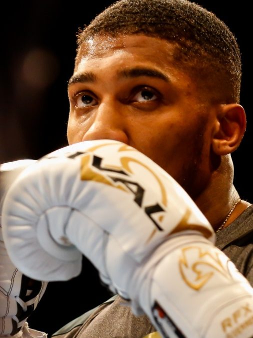 03-28-2018, Cardiff, Wales, UK. Anthony Joshua MBE during the public work out ahead of his fight with New Zealand's Joe Parker St Davids Hall, Cardiff.