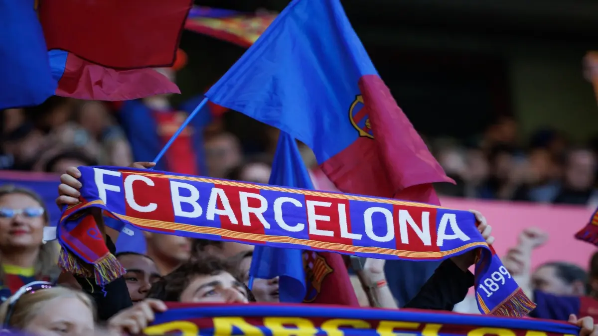 Oslo, Norway - 05 23 2026: FC Barcelona Femeni fans seen during the UEFA Womens Champions League 2026 final game between teams of FC Barcelona Femeni and OL Lyonnes